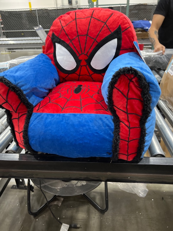 Photo 2 of Marvel Spiderman Kids Figural Bean Bag Chair with Sherpa Trimming, Multi-color
