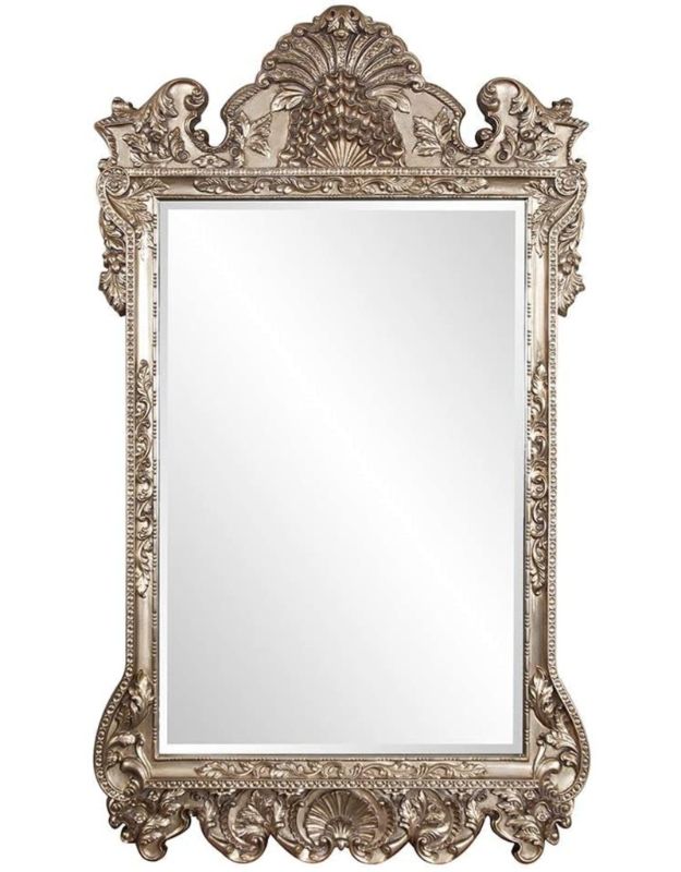 Photo 1 of Howard Elliott Marquette Antique Oversized Mirror, Leaning Wall Ornate Mirror, Full Length, Silver Leaf, 49" x 84" x 3"
