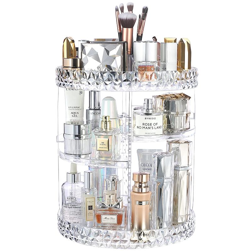 Photo 1 of 2 OF THE InnSweet 360 Rotating Makeup Organizer, Adjustable Cosmetic Storage Display Case with 8 Layers, Large Capacity Cosmetic Shelf, Acrylic Clear