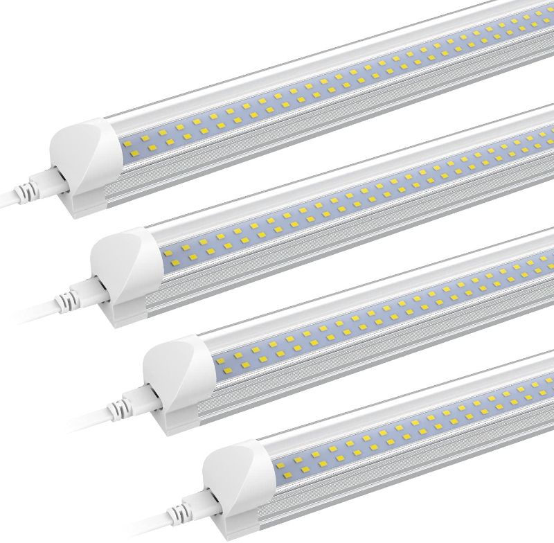 Photo 1 of (Pack of 4) SHOPLED 8FT LED Shop Light Fixture, LED Tube Lights CLEAR 