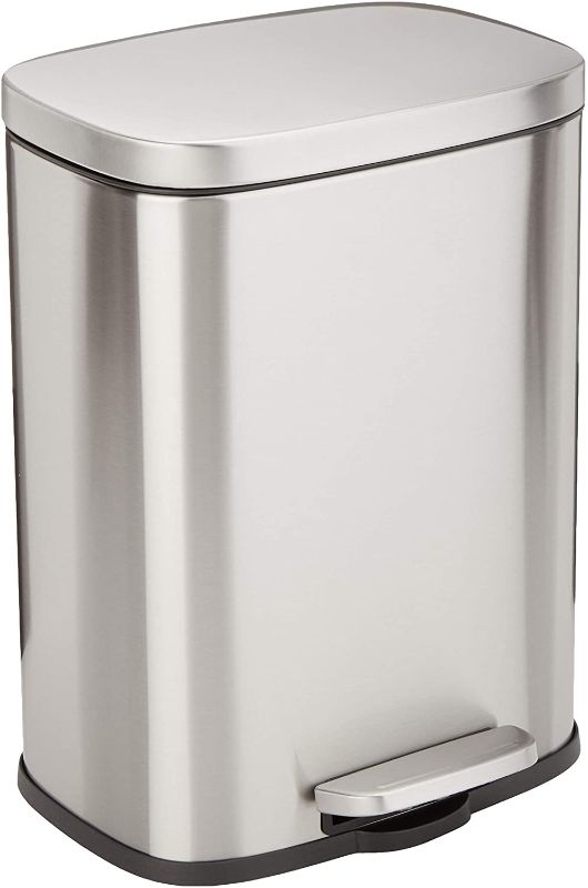 Photo 1 of Basics Rectangular, Stainless Steel, Soft-Close, Step Trash Can - 12 Liter / 3.2 Gallon, 