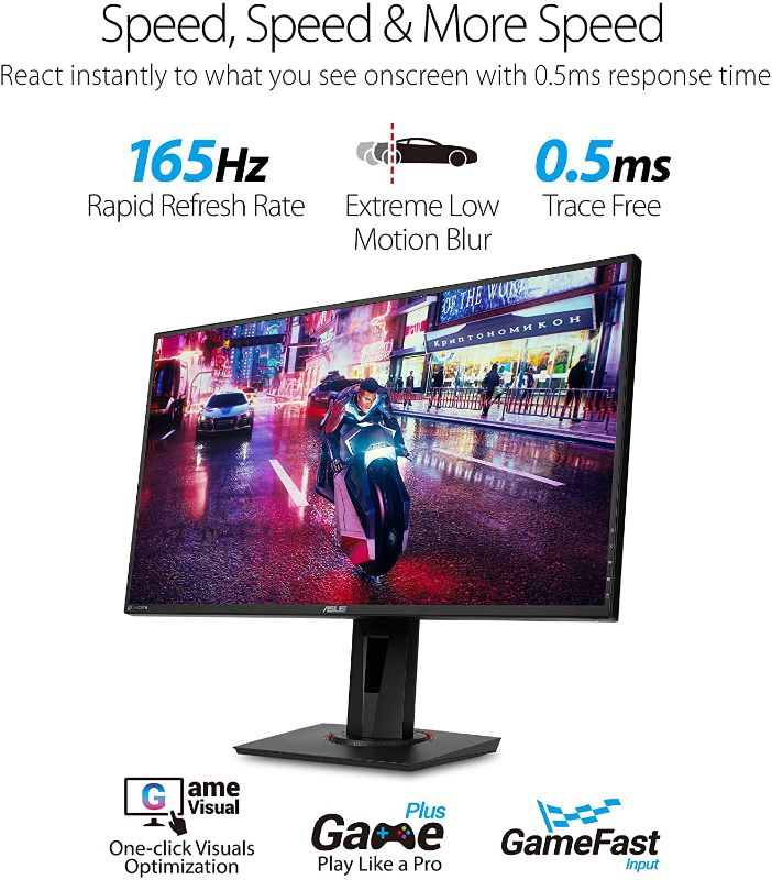 Photo 4 of ASUS VG278QR 27” Gaming Monitor 165Hz Full HD (1920 x 1080) 0.5ms G-SYNC Eye Care DisplayPort HDMI DVI
