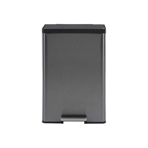 Photo 1 of 
Rubbermaid Stainless Steel Metal Step-On Trash Can for Home and Kitchen, Charcoal, 12 Gallon, 2112520
