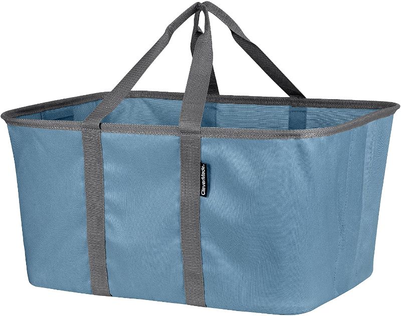 Photo 1 of CleverMade Collapsible Fabric Laundry Baskets - Foldable Pop Up Storage Container Organizer Bags - Large Rectangular Space Saving Clothes Hamper Tote with Carry Handles, Pack of 2, Denim