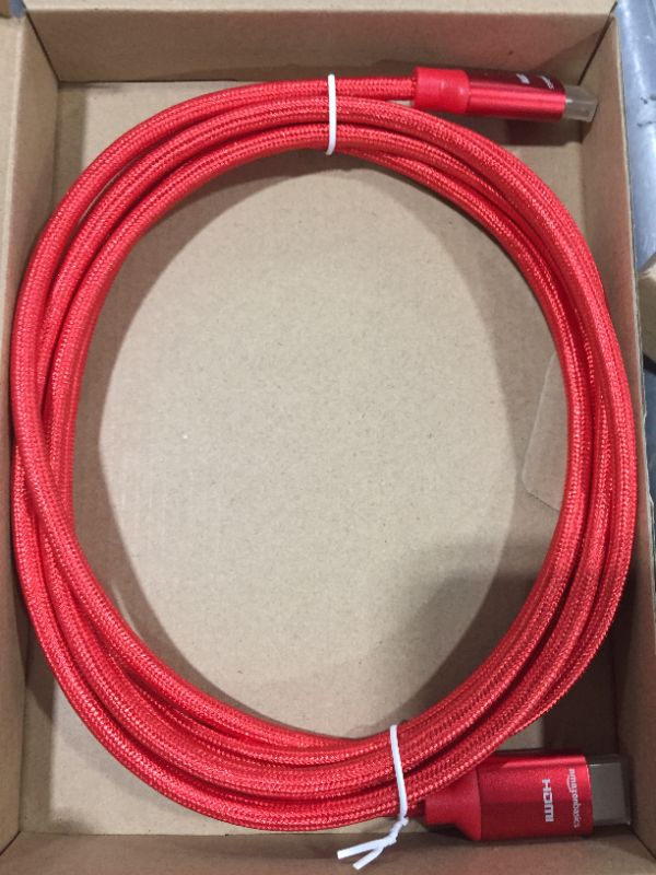 Photo 1 of Amazon Basics 10.2 Gbps High-Speed 4K HDMI Cable with Braided Cord, 10-Foot, Red
