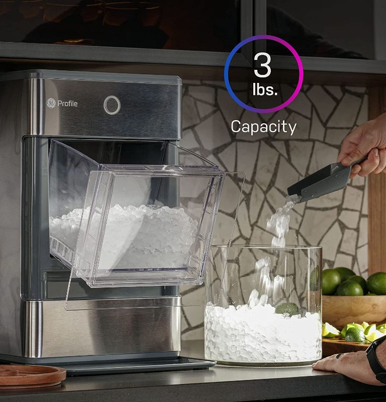 Photo 1 of GE Profile Opal | Countertop Nugget Ice Maker with Side Tank | Portable Ice Machine with Bluetooth Connectivity | Smart Home Kitchen Essentials | Stainless Steel Finish | Up to 24 lbs. of Ice Per Day
