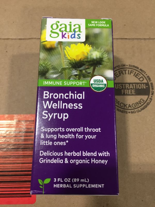 Photo 2 of Gaia Herbs, GaiaKids Bronchial Wellness Syrup, Immune Health, Soothing Throat and Respiratory Support, Organic Honey Lemon Flavor, Physician Formulated, 3 Fluid Ounces
