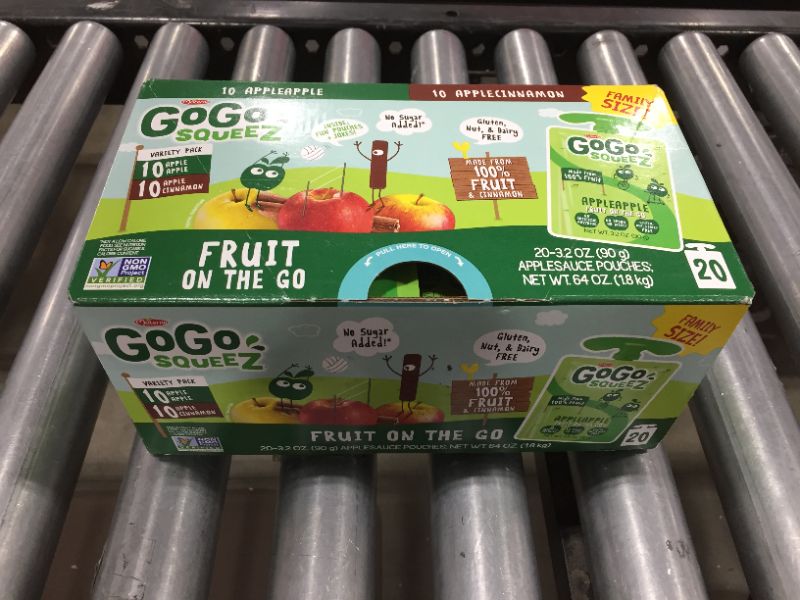 Photo 2 of GoGo squeeZ Fruit on the Go Variety Pack, Apple Apple & Apple Cinnamon, 3.2 oz. (20 Pouches) - Tasty Kids Applesauce Snacks - Gluten Free Snacks for Kids - Nut & Dairy Free - Vegan Snacks (ex: 11-30-21)
