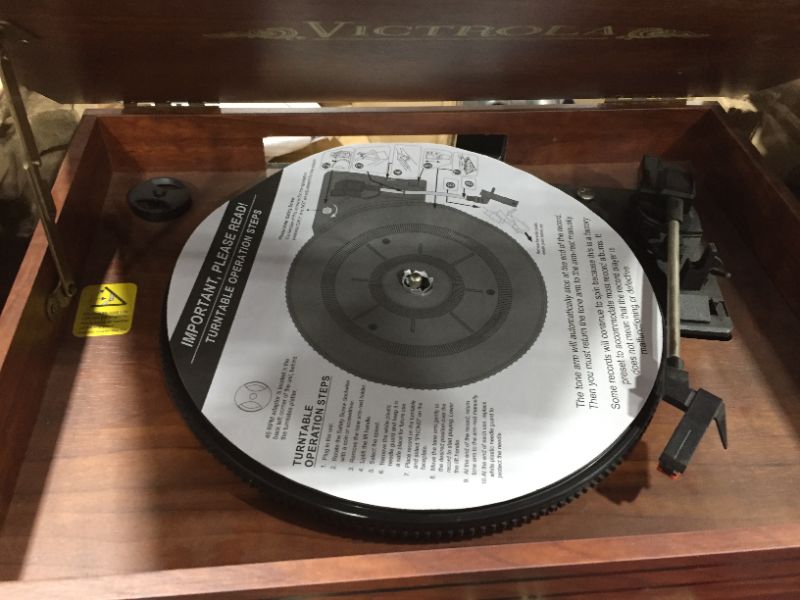 Photo 3 of Victrola 8-in-1 Bluetooth Record Player and Multimedia Center trashed