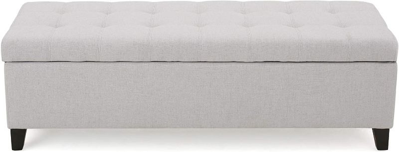 Photo 1 of Christopher Knight Home Mission Fabric Storage Ottoman, Light Grey
