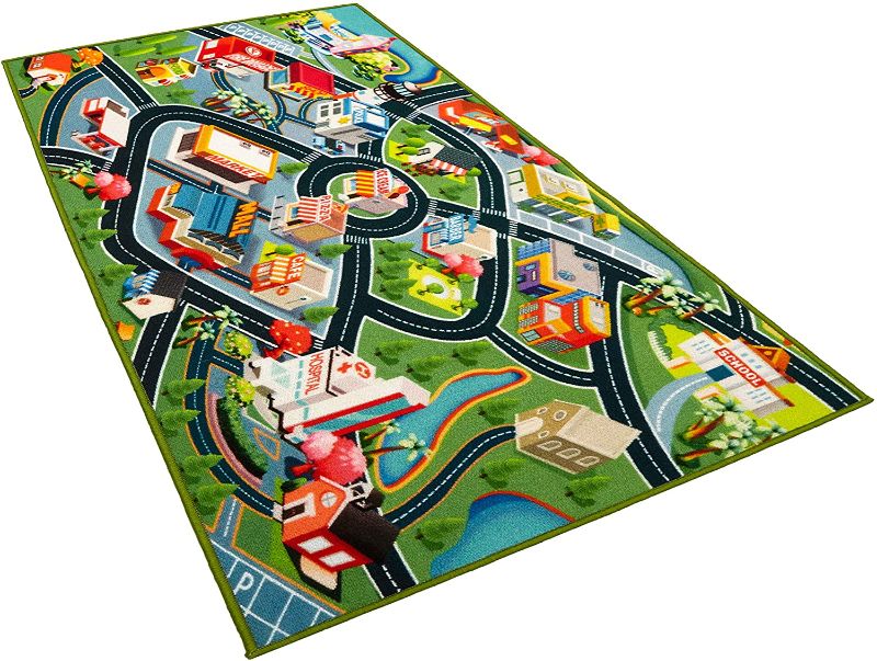 Photo 1 of Kids Carpet Playmat Rug - Fun Carpet City Map for Hot Wheels Track Racing and Toys - Floor Mats for Cars for Toddler Boys -Bedroom, Playroom, Living Room Game Play Mat for Little Children