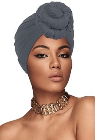 Photo 1 of 2 pack Chalier Turban Head Wraps for Women African Head Scarf Long Soft Stretch Headwraps Z-grey