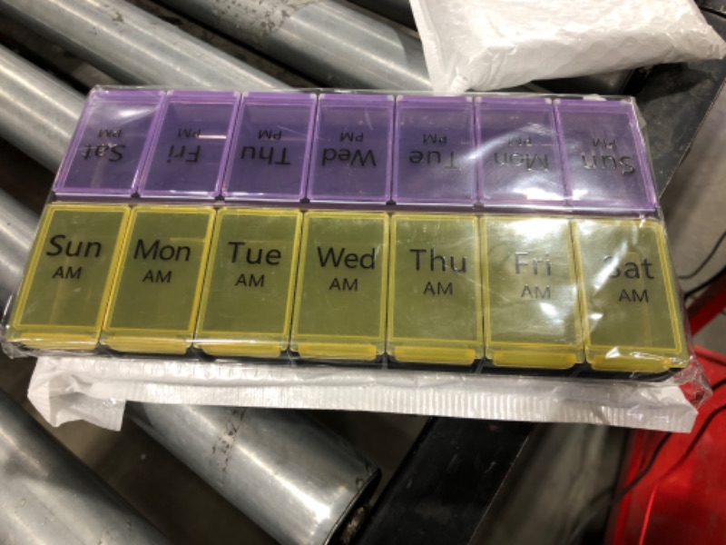 Photo 2 of 2 pack/ Pill Cases, Pill Boxes Pill Organizer 2 Times A Day Extra Large Daily Pill Cases (Yellow and Purple)
