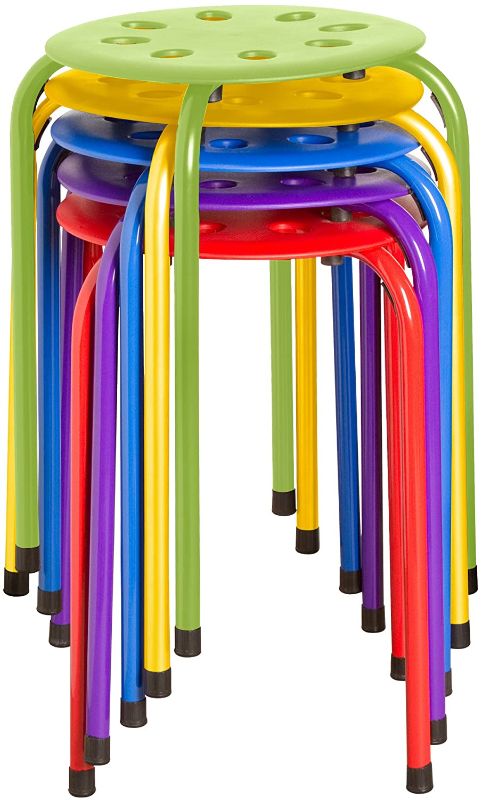 Photo 1 of Norwood Commercial Furniture NOR1101ACSO Plastic Stack Stools, 17.75 Height, 11.75 Width, 11.75 Length, Assorted Colors Pa
