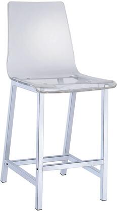 Photo 1 of 100265 Bar Stools with Clear Acrylic Seat, High Back, Stretcher Footrest and Polished Metal Legs in Chrome
