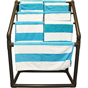 Photo 1 of Essentially Yours 5 Bar Pool Towel Rack Brown | Angled Free Standing Poolside Storage Organizer - Also Stores Floats, Paddles and Noodles.

