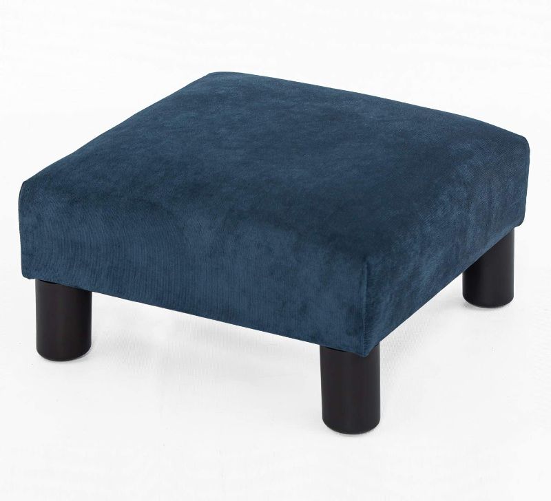 Photo 2 of Joveco Ottoman Footrest Stool Small Fabric Square Footstool (Navy Blue)