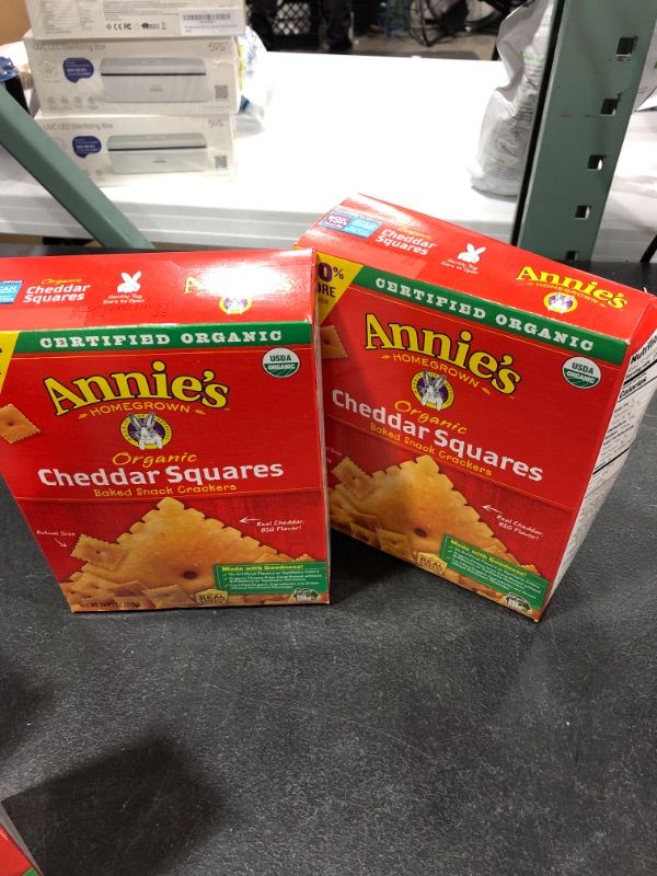 Photo 1 of Annie's Organic Cheddar Squares Baked Snack Crackers, 11.25 oz EXP. OCT. 02 2021 2 PACK 