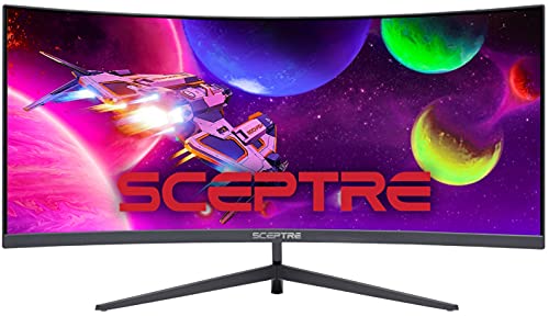 Photo 1 of SOLD FOR PARTS Sceptre 30inch Curved Gaming Monitor 219 2560x1080 Ultra Wide Ultra Slim HDMI DisplayPort up to 200Hz Buildin Speakers Metal Black C305B200UN1