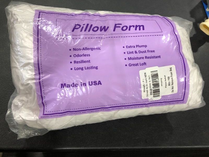 Photo 2 of 14x20 Inch Pillowflex  Pillow Form Insert  Machine Washable  Oblong Rectangle  Made in USA
