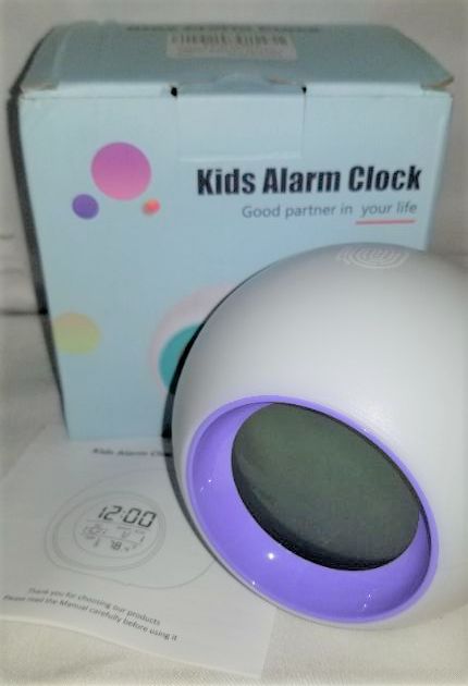 Photo 2 of ANDATE Kids Alarm Clock with 7 Color Light Snooze Temperature Detect for Toddler  Batteries Operated Purple  3 AAAs required not included