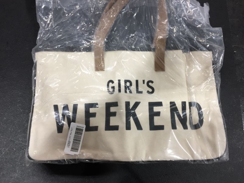 Photo 1 of 19 White Canvas Tote Bag with Girls Weekend Design