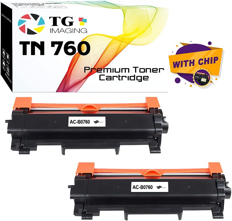 Photo 1 of 2Pack 2xBlack TG Imaging Compatible TN760