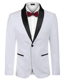 Photo 1 of COOFANDY Men's Tuxedo Jacket Wedding Blazer One Button Dress Suit for Dinner,Prom,Party
