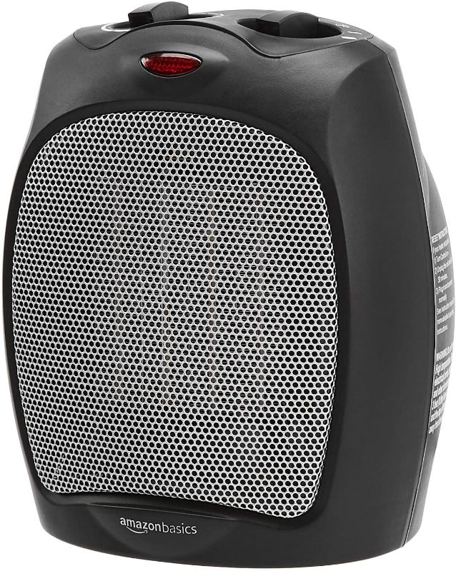 Photo 1 of Amazon Basics 1500W Ceramic Personal Heater with Adjustable Thermostat, Black