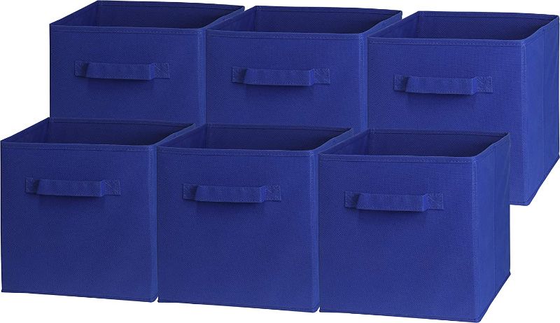 Photo 1 of 6 Pack - SimpleHouseware Foldable Cube Storage Bin with Handle, Dark Blue