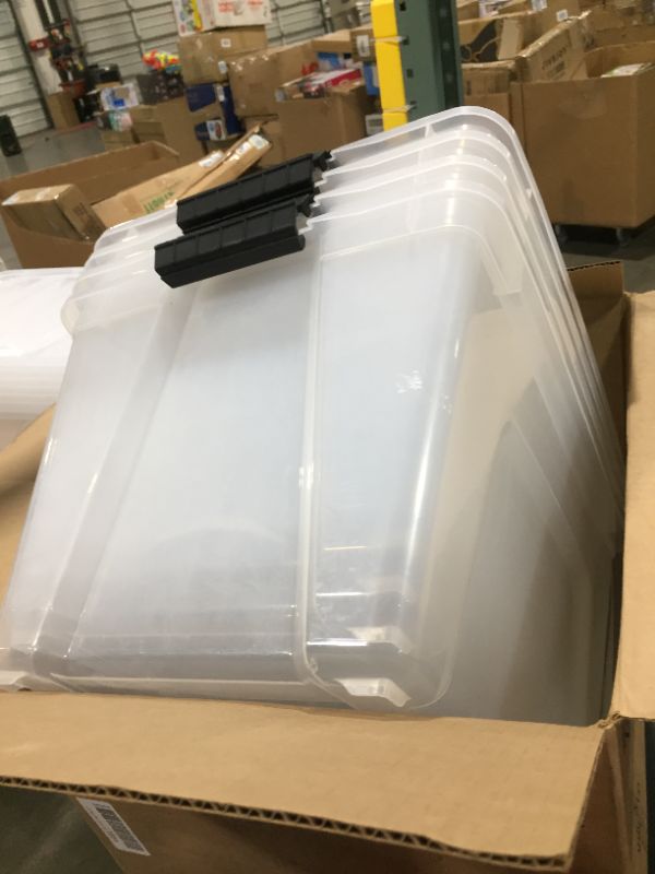 Photo 1 of IRIS USA 54 Qt Clear Plastic Storage Box with Latches, 6 Pack 19L x 12H