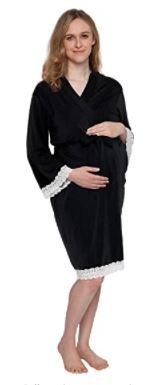 Photo 1 of Silver Lilly Lace Trim Maternity Delivery Nursing Kimono Bath Robe (S/M)