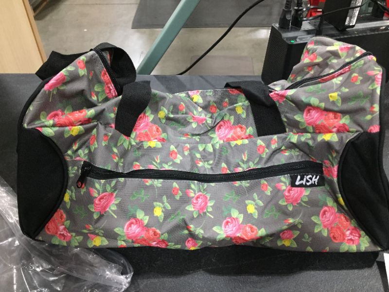 Photo 2 of (2 pack) Women's Floral Gym Duffel Bag - 19 Travel Weekender Sports Barrel Bag w/ Wet Pocket Shoe Compartment - Great for Workouts, Yoga, Dance, or Crossfit - LISH