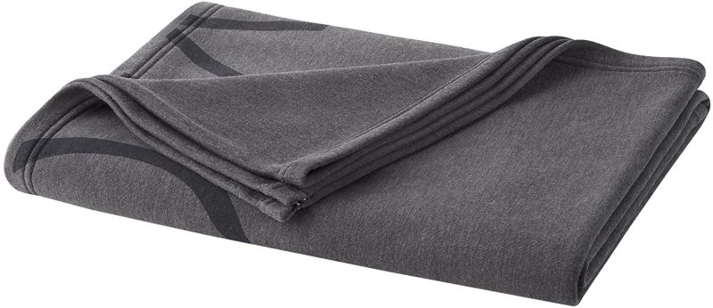 Photo 1 of Calvin Klein Home Modern Cotton Cropped Logo Throw, Charcoal