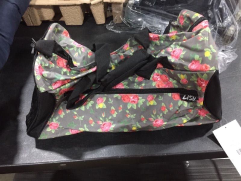 Photo 2 of LISH Women's Floral Gym Duffel Bag - 19' Travel Weekender Sports Barrel Bag w/Wet Pocket & Shoe Compartment - Great for Workouts, Yoga, Dance, or Crossfit
