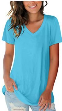 Photo 1 of  SAMPEEL Women's Basic V Neck Short Sleeve T Shirts Summer Casual Tops
size 2XL