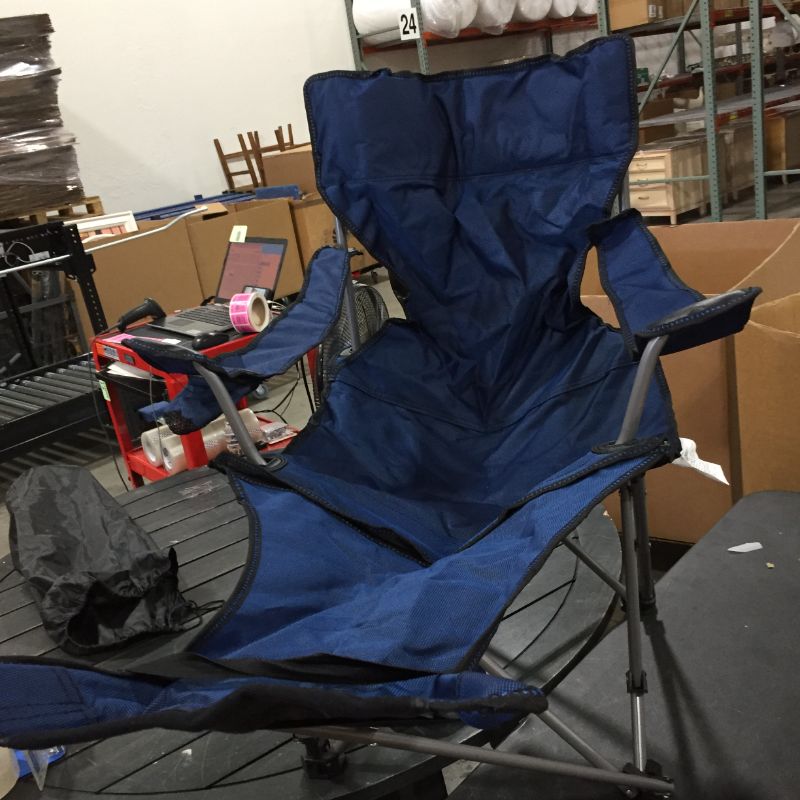 Photo 1 of 2pk blue camping folding chair with leg rest