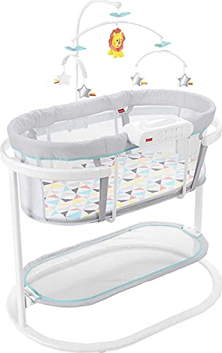 Photo 1 of Fisher-Price Soothing Motions Bassinet Pacific Pebble, Baby Bassinet with Soothing Lights, Music, Vibrations, and Motion