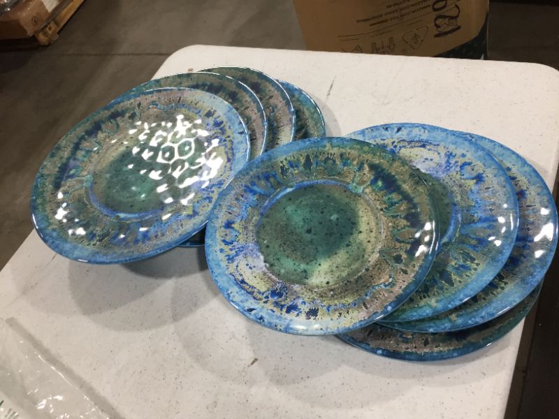 Photo 1 of Certified International Radiance Teal Melamine 12 pc Dinnerware Set
