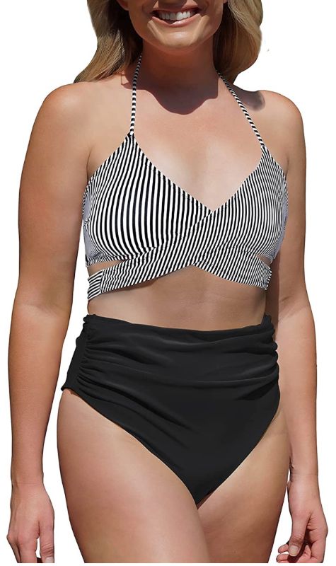 Photo 1 of Phurro Womens Cheeky High Cut Bikini Set High Waist Tummy Control Two Piece Swimsuit size M