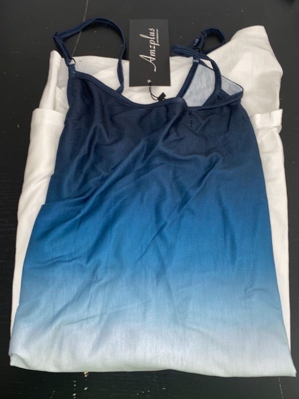 Photo 1 of amzplus womens spaghetti strap dress, Blue to White Gradient, 2XL