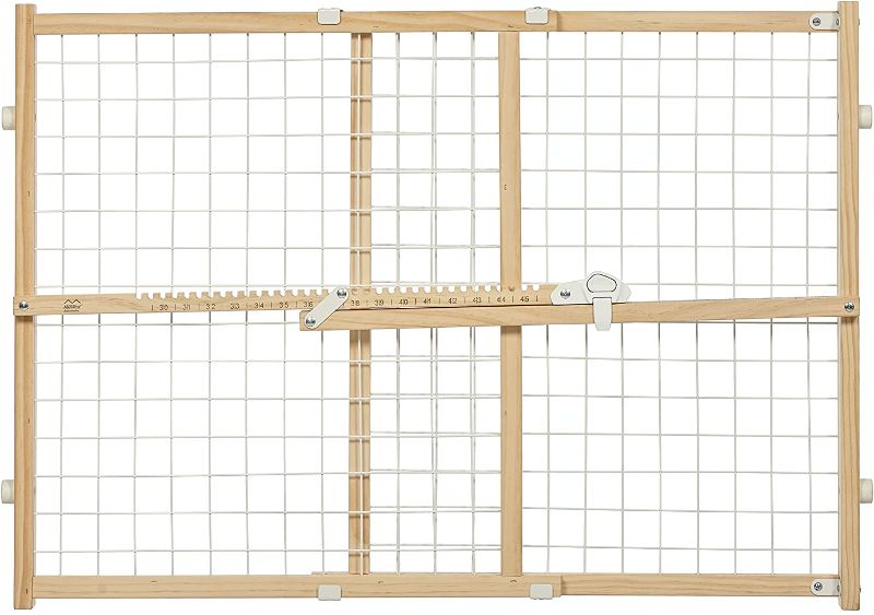 Photo 1 of 50" Wide Extra Wide Wire Mesh Baby Gate: Installs in Extra Wide Opening in Second Without damaging Wall. Pressure Mount. Fits 29.5"-50" Wide (32" Tall, Sustainable Hardwood)
