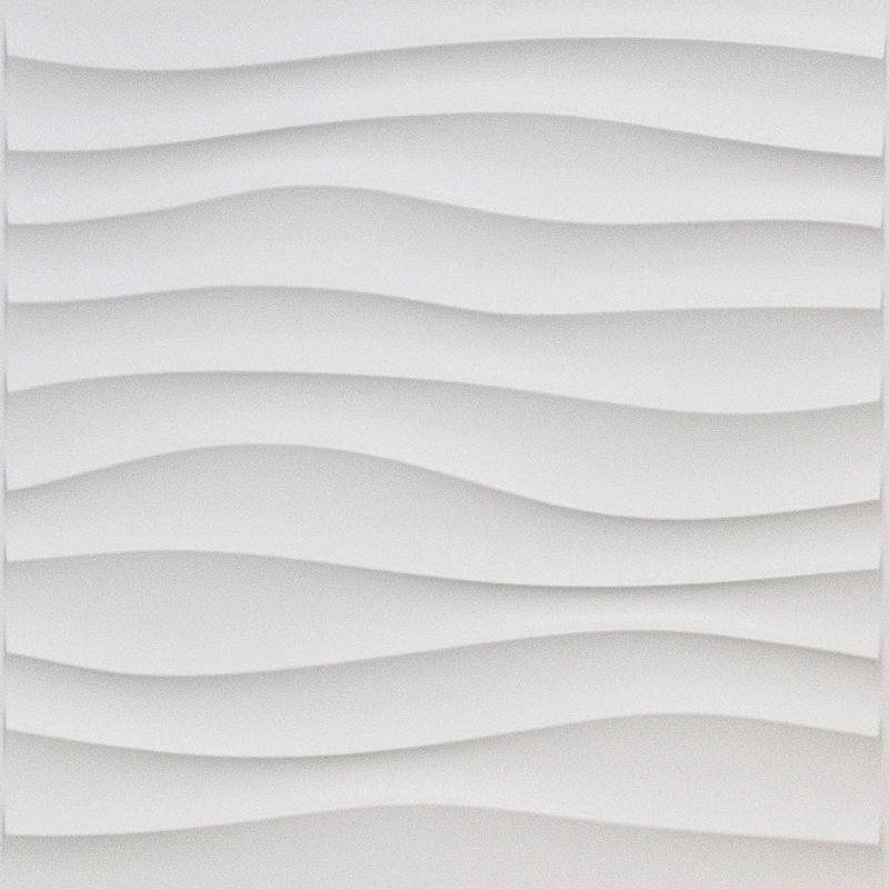 Photo 1 of Art3d Plastic 3D Wall Panel PVC Wave Wall Design, White, 19.7" x 19.7" (12-Pack)
