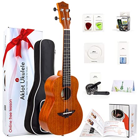 Photo 1 of AKLOT Concert Ukulele, Ukelele Solid Mahogany 23 inch for Beginners Starter Adults Kit with Free Online Courses and Uke Accessories, AKC23
