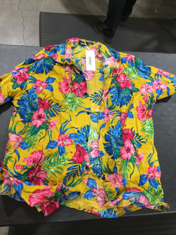 Photo 3 of JOGAL Men's Flower Casual Button Down Short Sleeve Hawaiian Shirt
