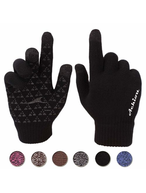Photo 1 of Achiou Winter Knit Gloves Thicken Warm Touchscreen Thermal Soft Lining Texting Generation ? Upgraded
