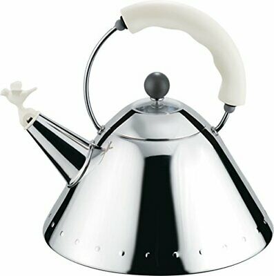 Photo 1 of Alessi Kettle in 18/10 Stainless Steel Mirror with Handle and Small Bird
