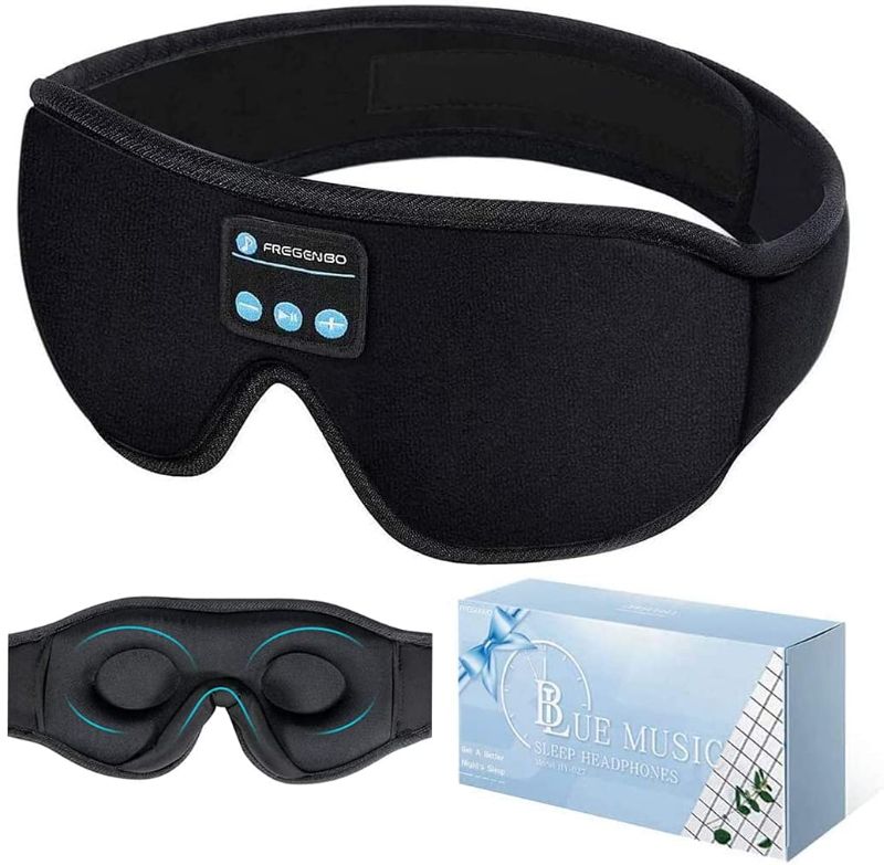 Photo 1 of Bluetooth Eye Mask Sleep Headphones, 20-28 Adjustable FREGENBO Music 3D Sleep Mask Bluetooth, Wireless Sleeping Headphones for Side Sleepers, HandsFree for Meditation Insomnia Travel(Black)
