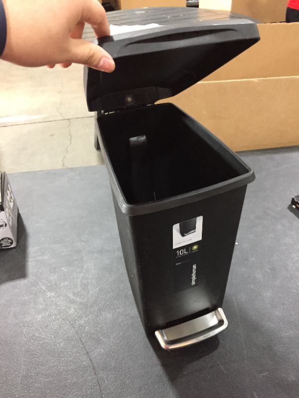 Photo 2 of simplehuman 10L Slim Step Trash Can Black Plastic