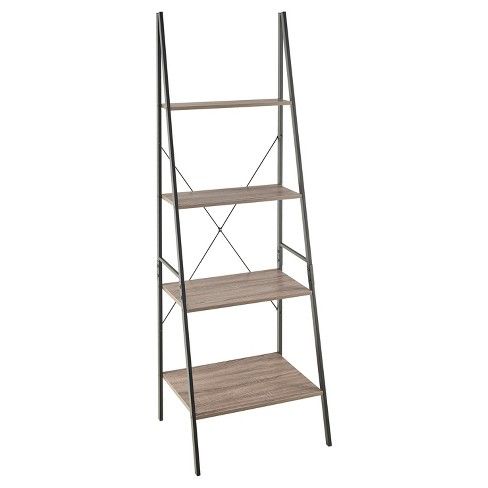 Photo 1 of 70" Ladder Bookshelf Mixed Material Gray - ClosetMaid
